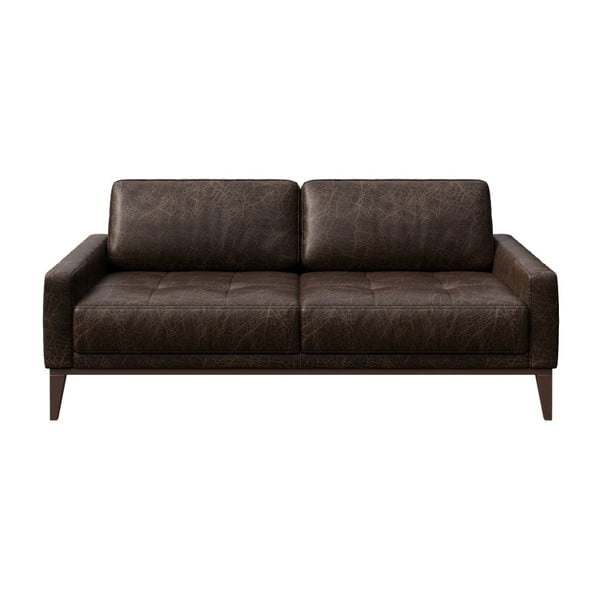 Tumši brūns ādas dīvāns MESONICA Musso Tufted, 173 cm