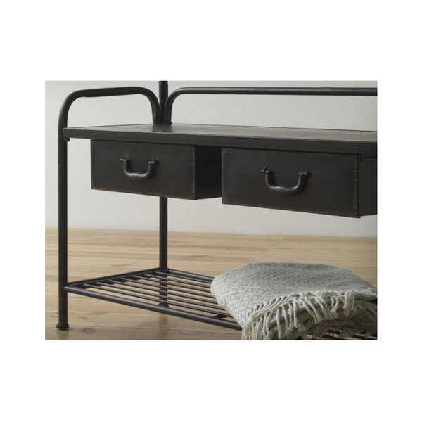 Melns metāla pakaramais ar soliņu un kurpju plauktu Geese Gerome-image-2