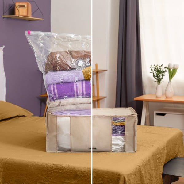 Vakuuma tekstila drēbju uzglabāšanas kaste 65x50x27 cm Life – Compactor-image-1