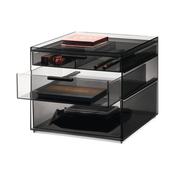 Matēts melns vannas istabas organizators kosmētikai no pārstrādātas plastmasas – iDesign-image-3