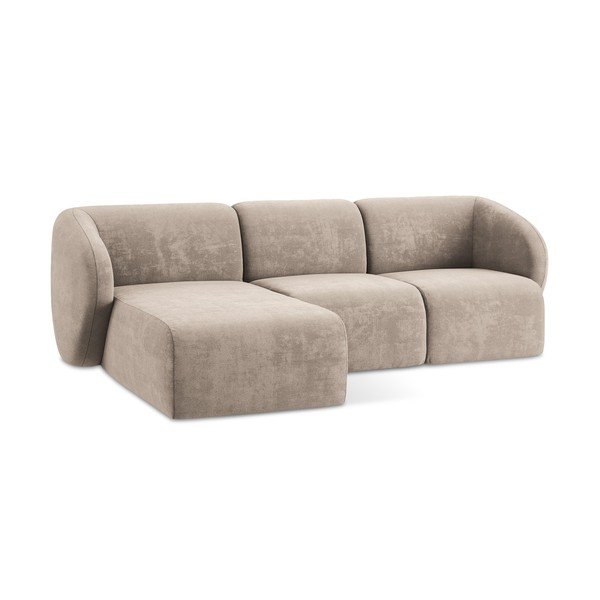 Gaiši brūns stūra dīvāns no šenila auduma (ar kreiso stūri/ar zvilni) Lani – Makamii-image-4