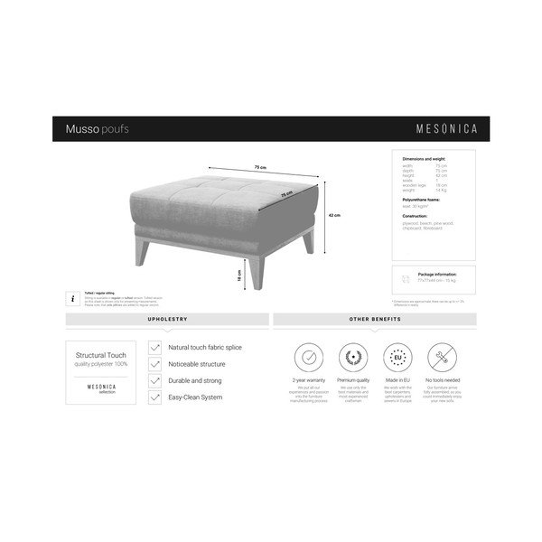 Pelēks kāju soliņš MESONICA Musso Tufted-image-3