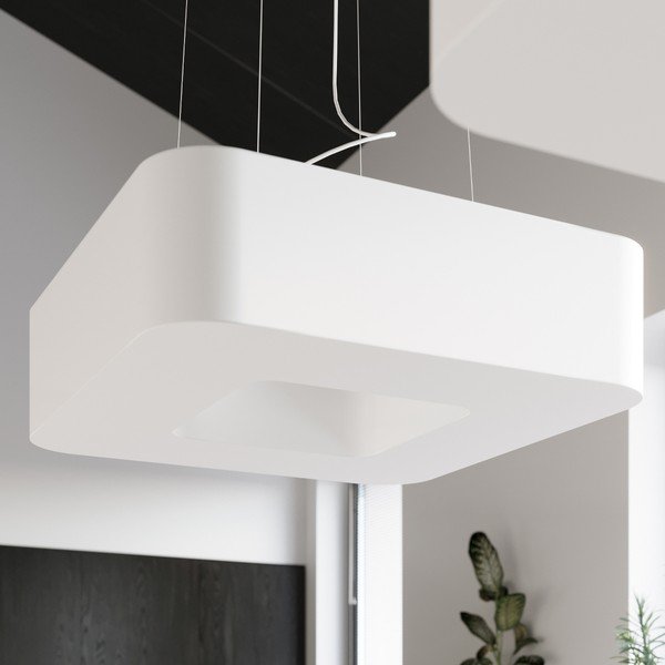 Balta piekaramā lampa ar stikla/auduma abažūru Piano – Sollux-image-1