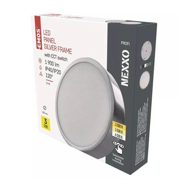 Spīdīgas sudraba krāsas LED griestu lampa Nexxo – EMOS-image-1