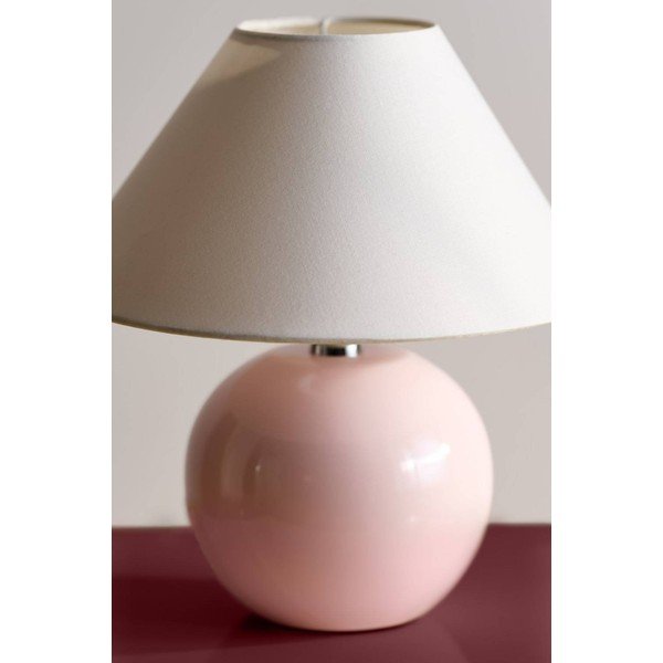 Gaiši rozā/krēmkrāsas keramikas galda lampa (augstums 29 cm) Karamell – Jotex-image-2