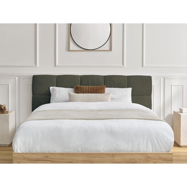 Zaļa polsterēta polsterēta/no skaidu plāksnēm divvietīga gulta ar veļas kasti ar redelēm 180x200 cm Kumo – Bobochic Paris-image-3