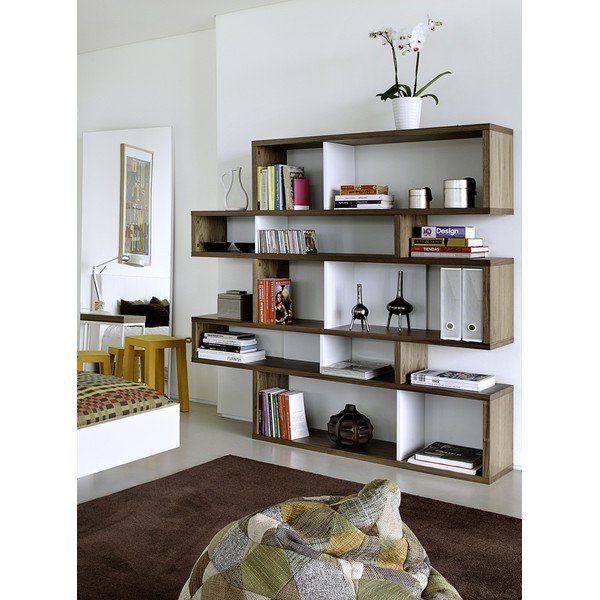 Brūns un balts TemaHome London grāmatu skapis, augstums 160 cm-image-1