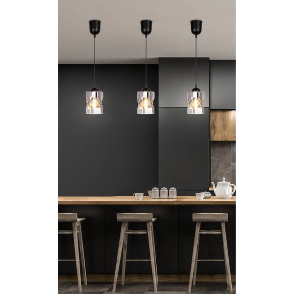 Melna piekaramā lampa ar stikla abažūru ø 10 cm Felis – Candellux Lighting-image-1