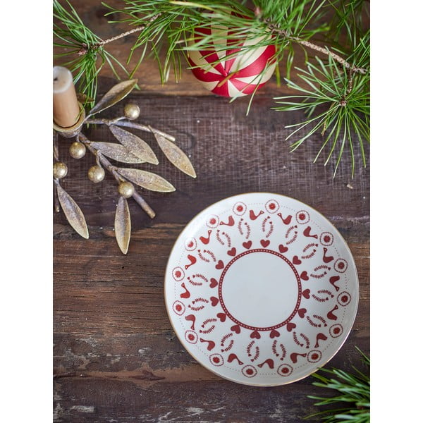 Krēmkrāsas deserta māla šķīvis ar Ziemassvētku motīvu ø 16 cm Jolly – Bloomingville-image-1