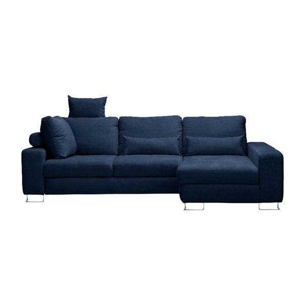 Tumši zils stūra dīvāns-guļamā gulta Windsor & Co Sofas, labais stūris Alpha