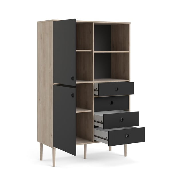 Melns grāmatplaukts ar ozolkoka imitācijas rāmi Tvilum Rome, 99 x 154 cm-image-3