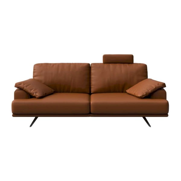 Konjakbrūns ādas dīvāns 220 cm Prado – MESONICA
