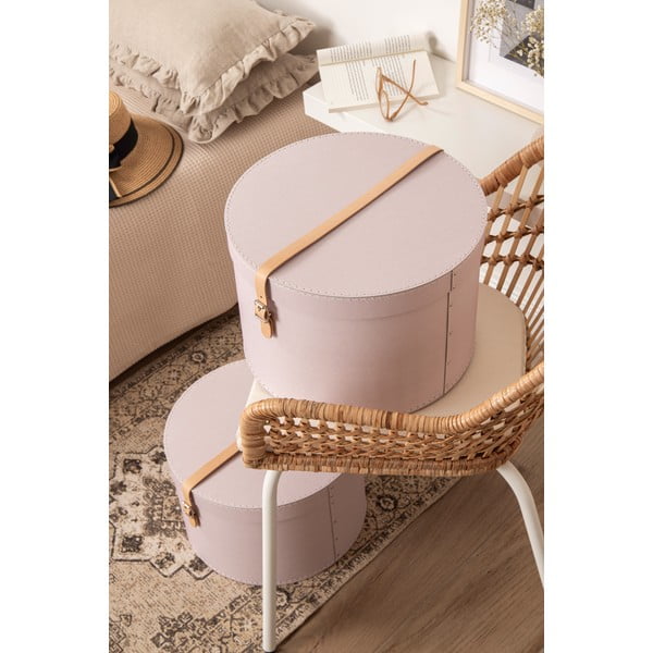 Gaiši rozā kartona uzglabāšanas kastes (2 gab.) ar vāku ø 37,5x25 cm Rut Restore Paper Laminate – Bigso-image-2