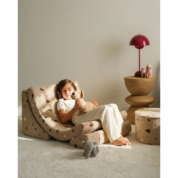Gaiši brūns bērnu atpūtas krēsls no buklē/šenila auduma Terrazzo Moon – Wigiwama-image-4