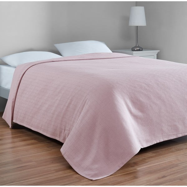 Rozā kokvilnas gultas pārklājs divguļamai gultai 200x230 cm Serenity – Mijolnir