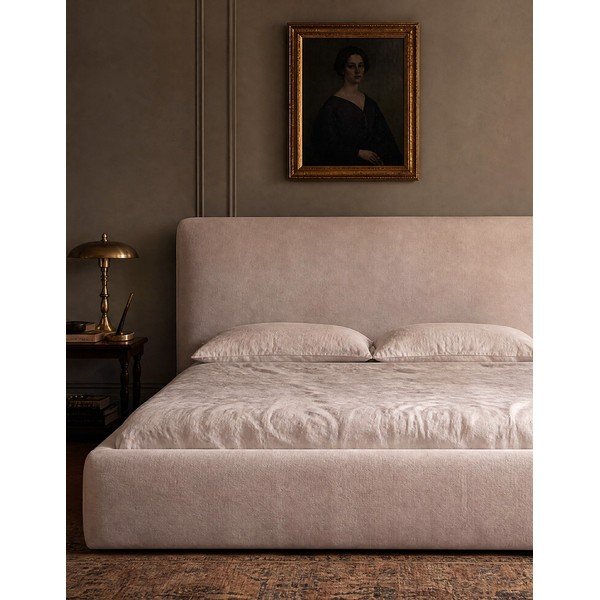Bēša polsterēta divvietīga gulta ar veļas kasti un redelēm 160x200 cm Colonel – Cosmopolitan Design-image-3