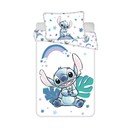 Balta/zila kokvilnas bērnu gultas veļa bērnu gultiņai 135x100 cm Lilo and Stitch "Rainbow" – Jerry Fabrics