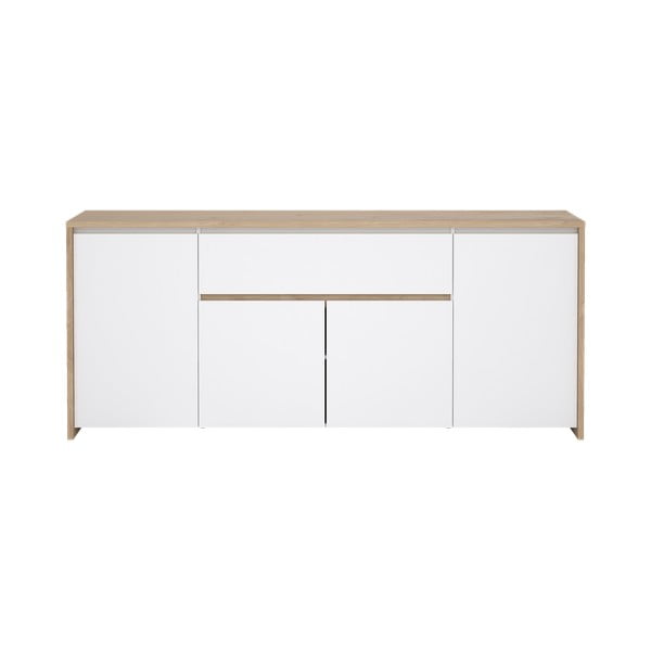 Balta/dabīga toņa kumode ar ozolkoka imitāciju 197x84x48 cm Next – Tvilum