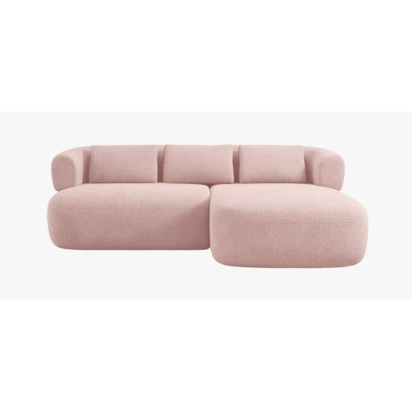 Gaiši rozā stūra dīvāns no buklē auduma (ar labo stūri/ar zvilni) Jenny – Micadoni -image-2