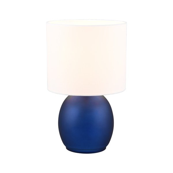 Balta/zila galda lampa ar auduma abažūru (augstums 29 cm) Vela – Trio-image-2