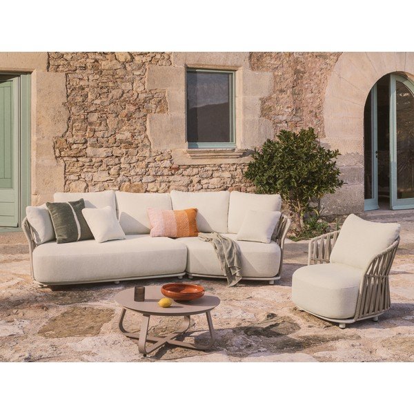 Bēšs/pelēkbrūns dārza modulārais dīvāns 167 cm Osani – Kave Home-image-1