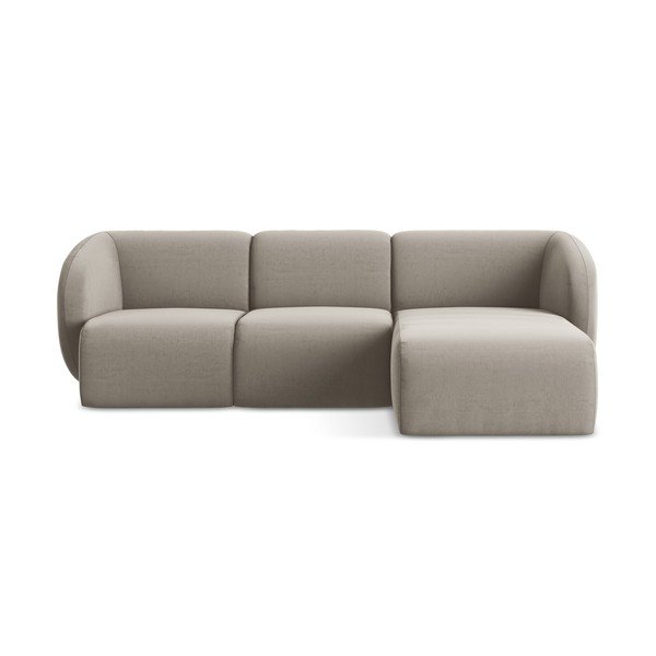 Gaiši brūns samta stūra dīvāns (ar labo stūri/ar zvilni) Lani – Makamii