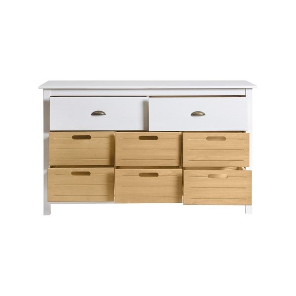 Balta priedes masīvkoka kumode ar 8 atvilktnēm Marckeric Ibiza-image-3