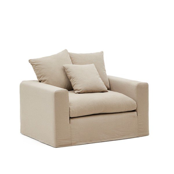 Bēšs lina atpūtas krēsls Nora – Kave Home