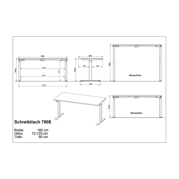 Darba galds ar elektriski regulējamu augstumu 80x160 cm Agenda – Germania-image-4