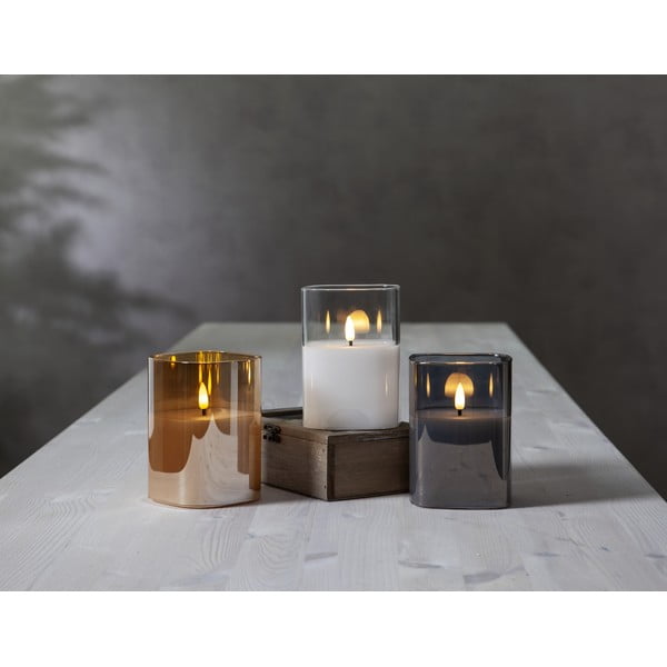 Pelēka LED svece no stikla Star Trading Flamme, augstums 12,5 cm-image-3