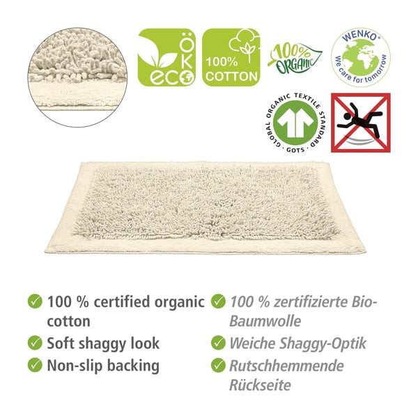 Krēmkrāsas tekstila vannas paklājs 60x90 cm Sidyma – Wenko-image-3