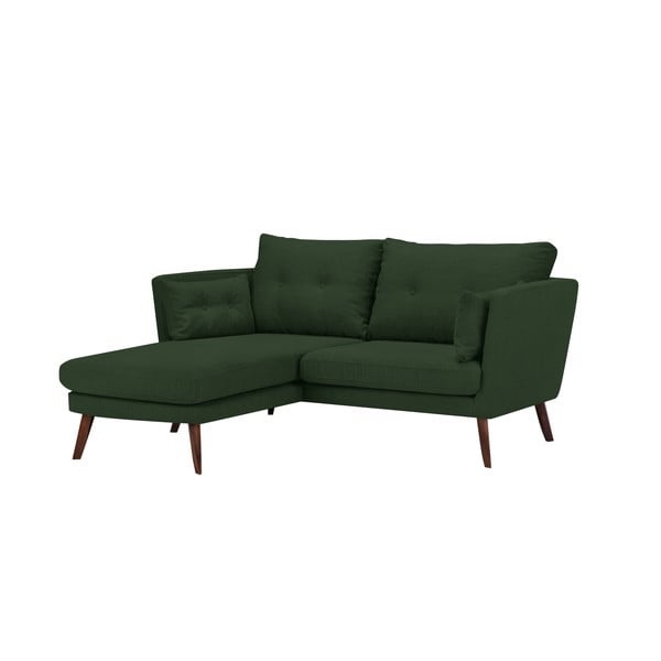 Zaļš trīsvietīgs dīvāns Mazzini Sofas Elena, ar atpūtas krēslu kreisajā stūrī