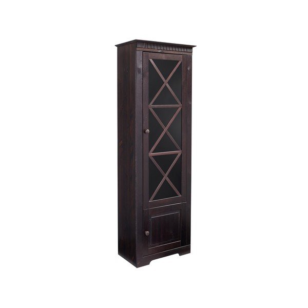 Tumši brūna priedes masīvkoka vitrīna 180x35 cm Lisa – Støraa-image-1