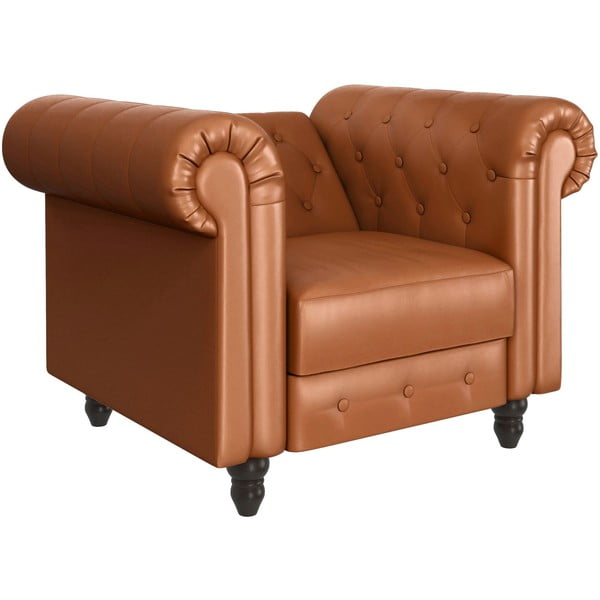 Konjakbrūns Chesterfield atpūtas krēsls no ādas imitācijas Felix – Støraa-image-3