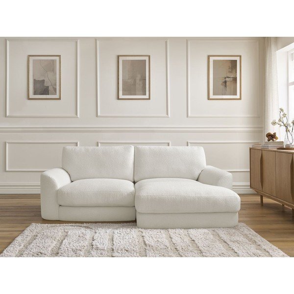 Balts stūra dīvāns no buklē auduma (ar labo stūri/ar zvilni) Leonore – Bobochic Paris-image-1