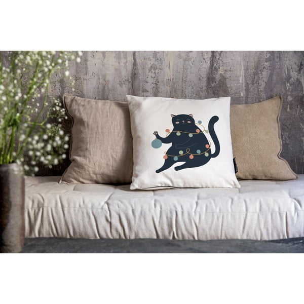 Spilvendrāna ar Ziemassvētku motīvu 45x45 cm Festive Cat – Butter Kings-image-1