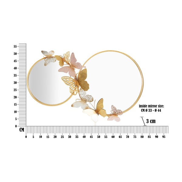 Sienas spogulis ar rozā zelta krāsas elementiem Mauro Ferretti Farfalle, 81 x 52,5 cm-image-2