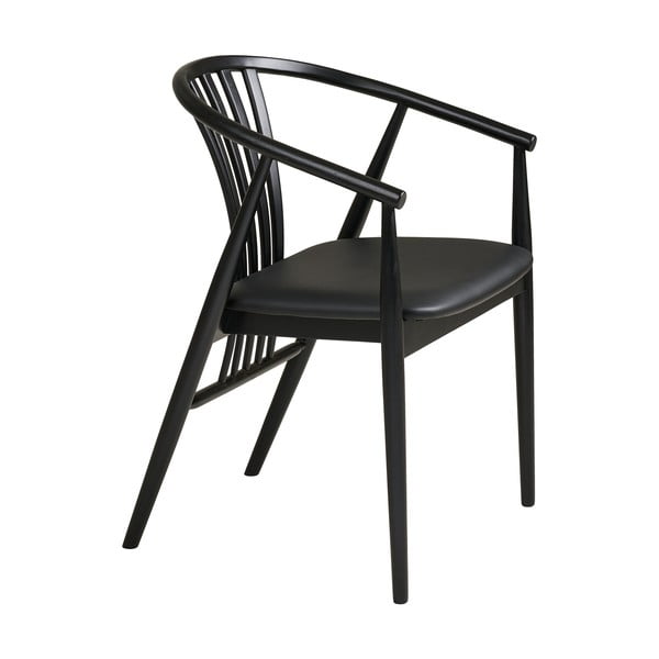 Melns dižskābarža masīvkoka pusdienu krēsls ar roku balstiem Agustin – House Nordic-image-3