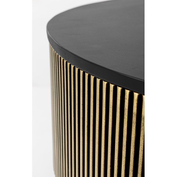 Melns/zelta krāsas apaļš žurnālgaldiņš ar mango koka virsmu ø 90 cm Virat – Bizzotto-image-4