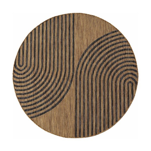 Melns/brūns apaļš iekštelpu un āra paklājs ø 160 cm Mira 1453 – Ayyildiz Carpets