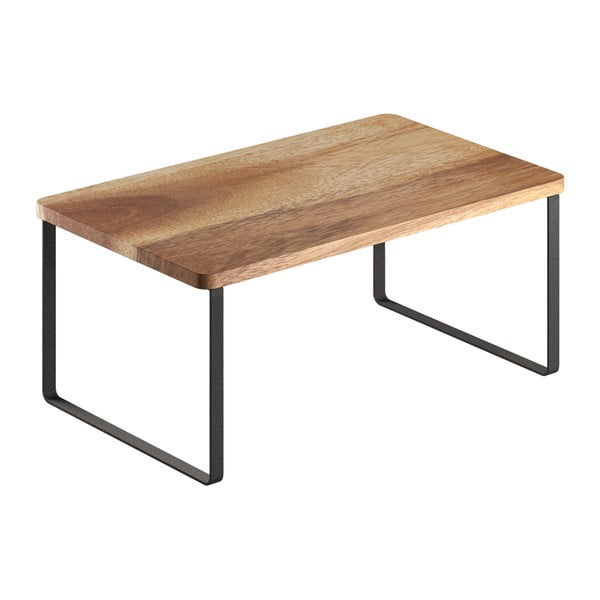 Matēti melns/dabīga toņa koka papildu virtuves plaukts 32x19 cm York – Metaltex