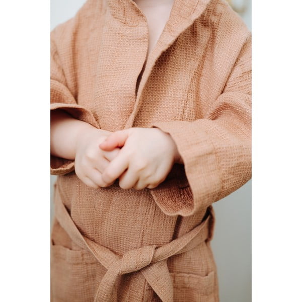 Oranžs lina halāts bērniem Linen Tales Nature, izmērs 122–128-image-4