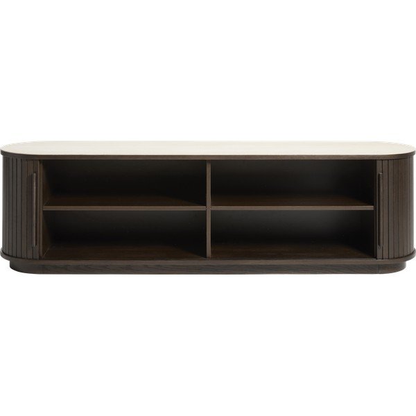 Tumša dabīga toņa TV galdiņš ar keramikas virsmu 180x50x40 cm Enna – Unique Furniture-image-1