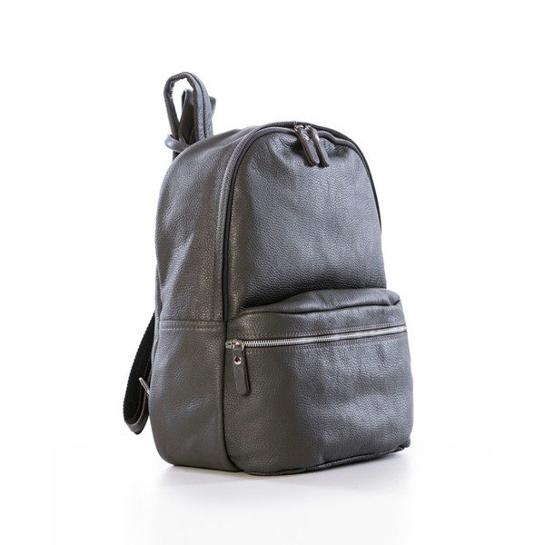 Pelēka īstas ādas mugursoma Federica Bassi Sio-image-3