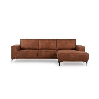 Konjaka brūns stūra dīvāns no ādas imitācijas Scandic Copenhagen, labais stūris