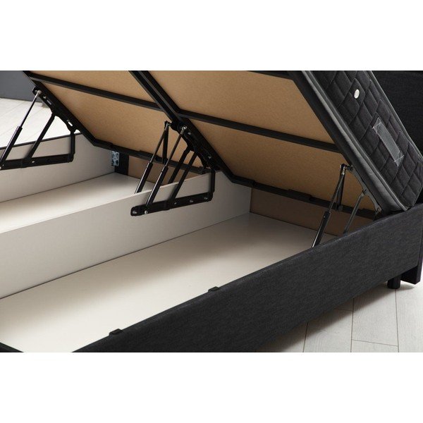 Antracīta pelēka polsterēta vienvietīga gulta ar veļas kasti un redelēm 120x200 cm Vitalia – Kalune Design-image-1