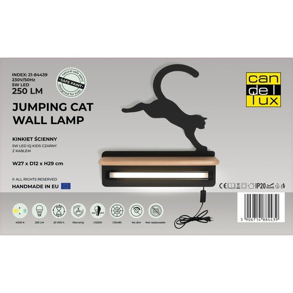 Melns bērnu gaismeklis Cat – Candellux Lighting-image-2
