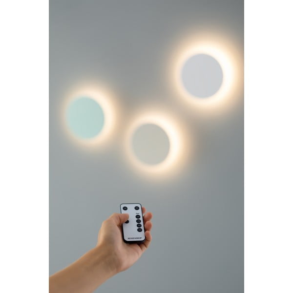 Gaiši dzeltens LED sienas apgaismojums ar taimeri/USB tālvadības pulti ø 19 cm Dot – Remember-image-4