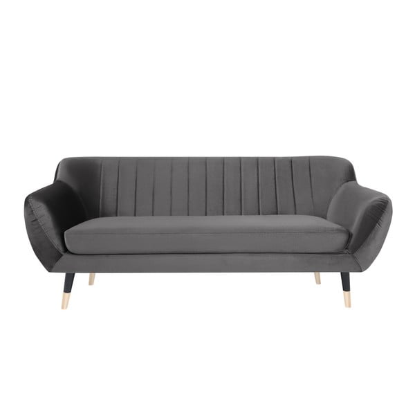 Pelēks dīvāns ar melnām kājām Mazzini Sofas Benito, 188 cm