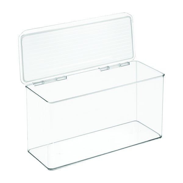 Caurspīdīga uzglabāšanas kaste ar vāku iDesign, 14,5 x 34 cm-image-2